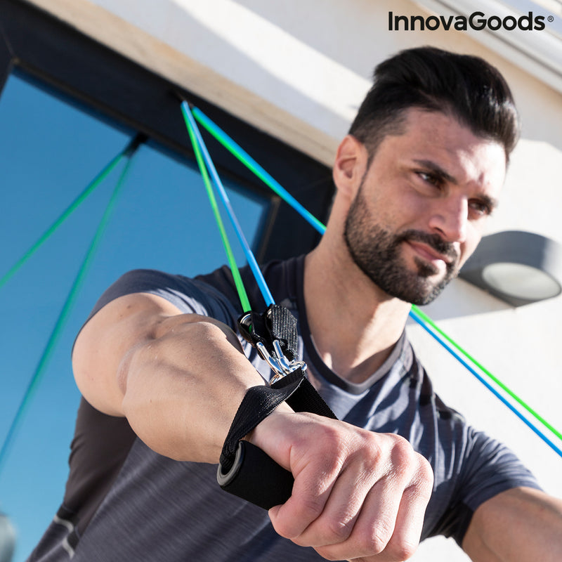 Laden Sie das Bild in Galerie -Viewer, Set of Resistance Bands with Accessories and Exercise Guide Tribainer