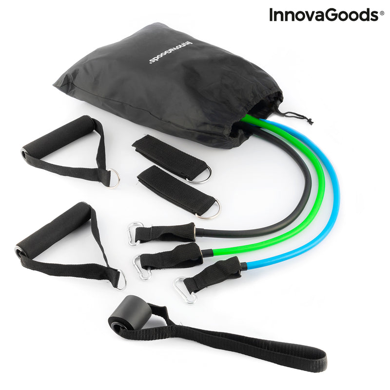 Laden Sie das Bild in Galerie -Viewer, Set of Resistance Bands with Accessories and Exercise Guide Tribainer