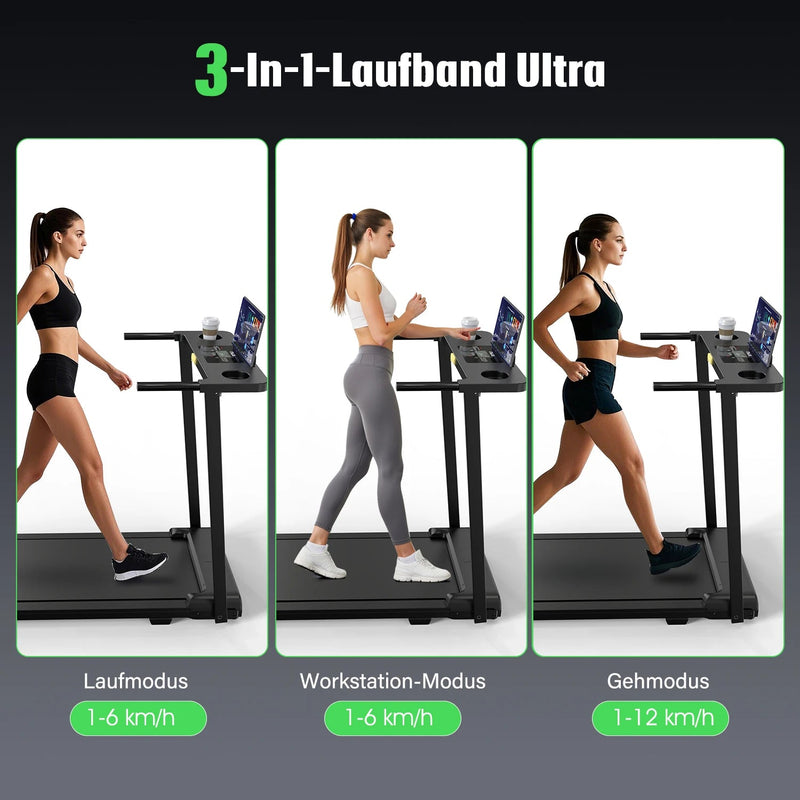 Laden Sie das Bild in Galerie -Viewer, Treadmill Walking Pad for Home 3in1 Folding Under Desk Treadmill 2.5HP

