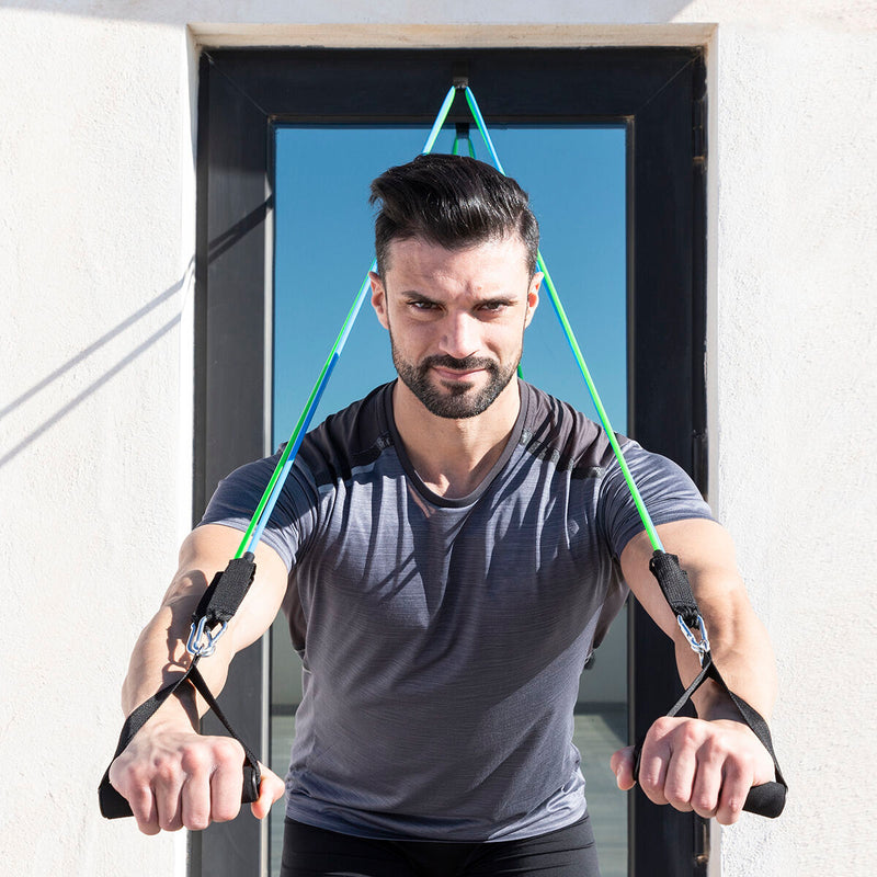 Laden Sie das Bild in Galerie -Viewer, Set of Resistance Bands with Accessories and Exercise Guide Tribainer
