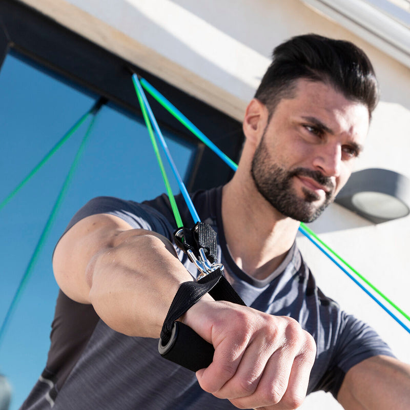 Laden Sie das Bild in Galerie -Viewer, Set of Resistance Bands with Accessories and Exercise Guide Tribainer
