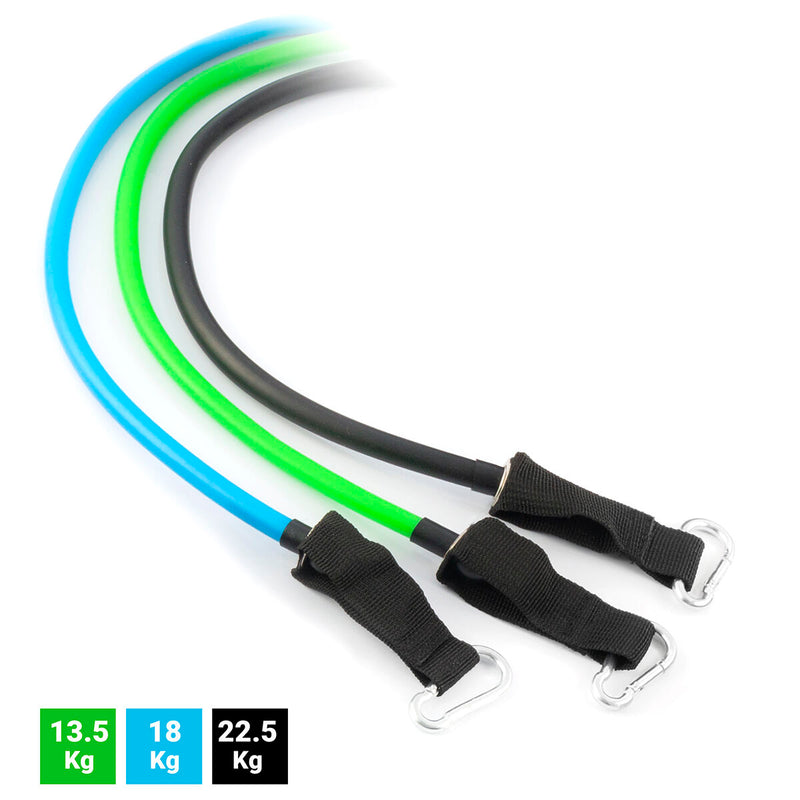 Laden Sie das Bild in Galerie -Viewer, Set of Resistance Bands with Accessories and Exercise Guide Tribainer
